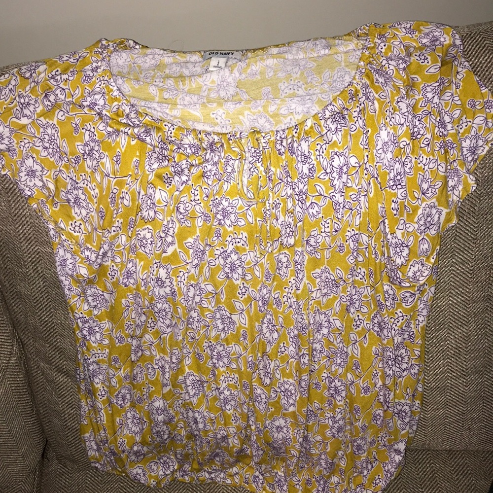 Old Navy Mustard & Purple Top